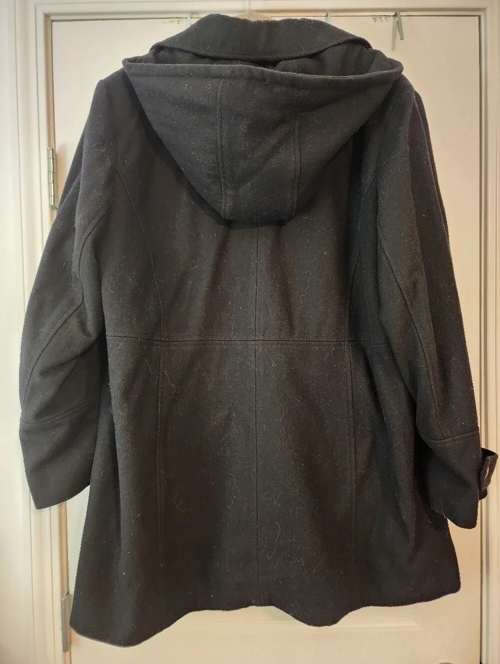 Michael Kors Black Zip-Front Wool Blend Peacoat Gold Hardware 20W ExcCond Warm